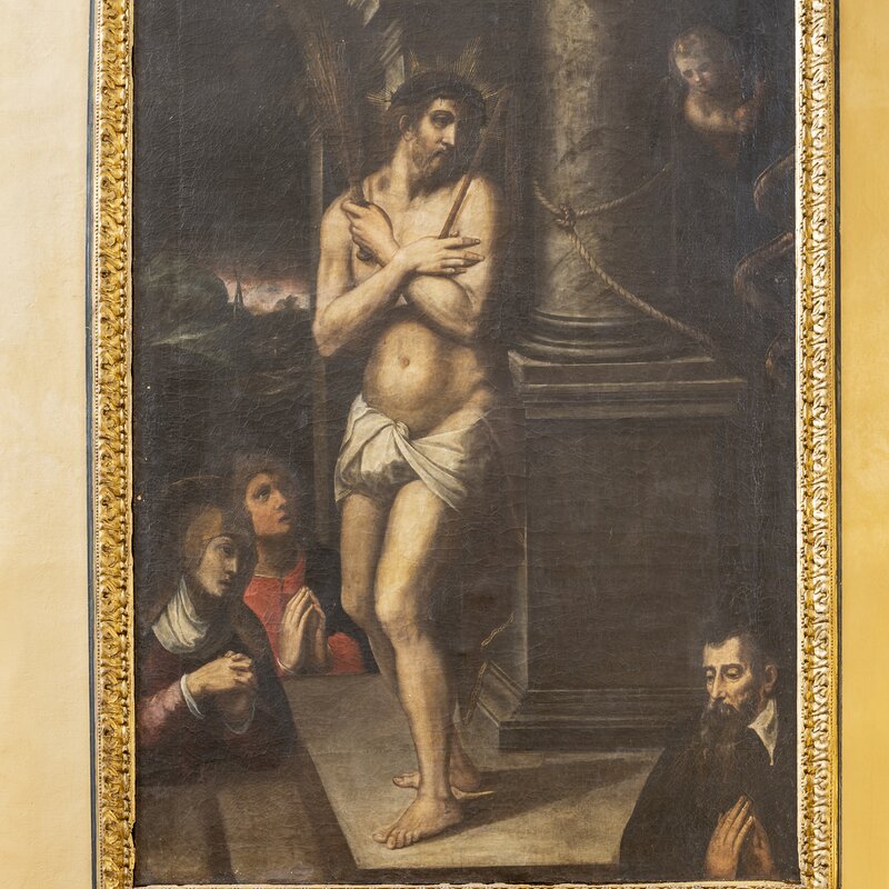 Kunstwerk: Cristo alla colonna con la Vergine, San Giovanni Evangelista e la committenza